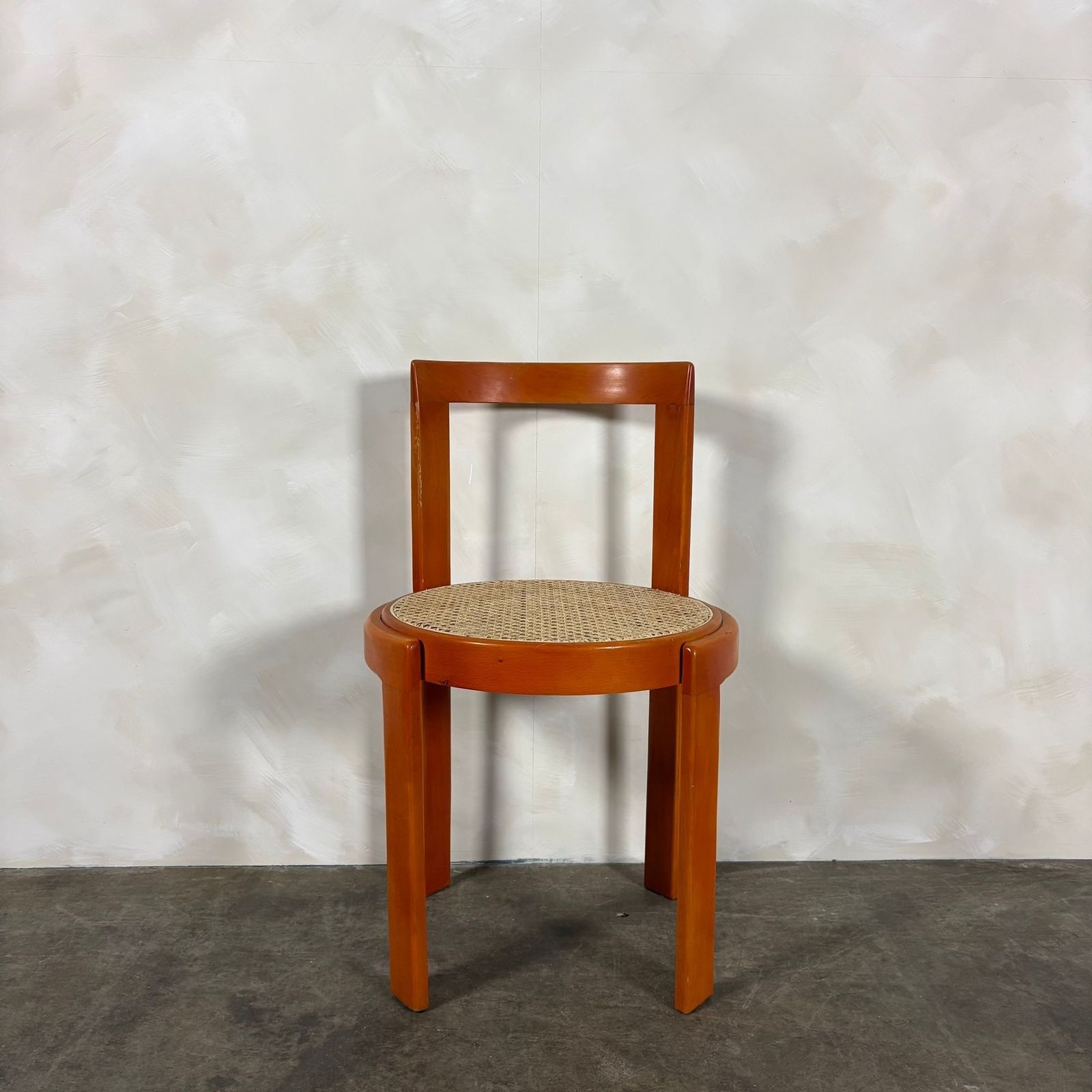 Mid Century Orange & Cane Bruno Rey Style Dining Chair Retro Mcm photo 195.0