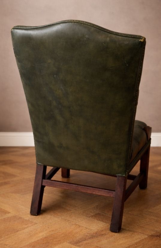 Vintage Green Leather Chesterfield Style Armchair photo furniture