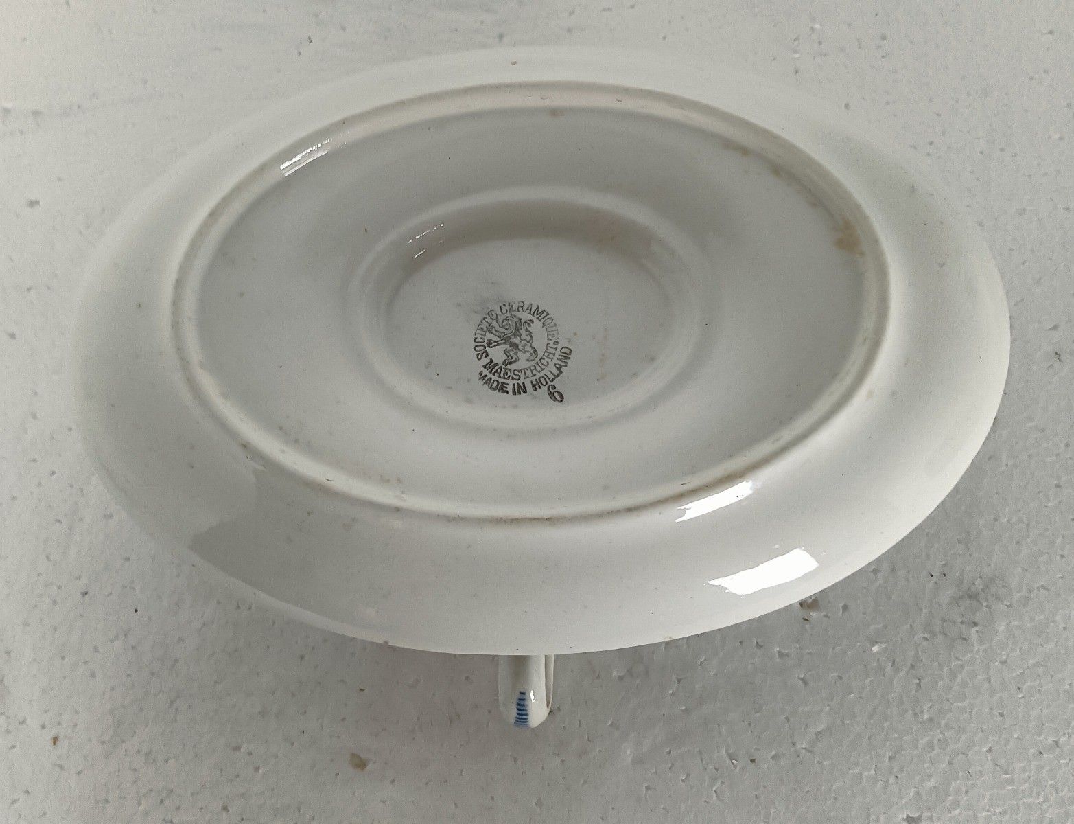 photo furniture Maastricht Holland  Copenhague Motif Blue White Gravy Boat Sauce Boat Marked 20s