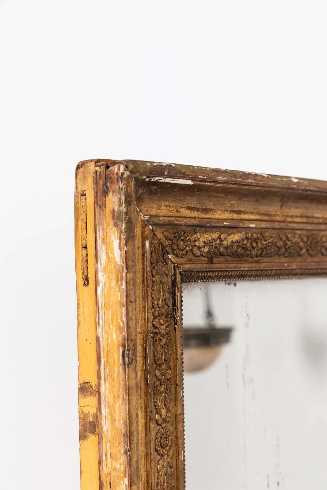Xl Antique Distressed French Gilt Bistro Mirror photo vintage