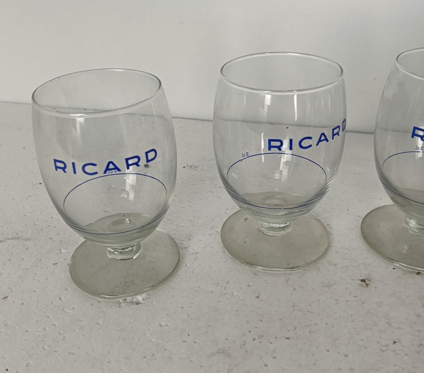 Collection Of 6  French Ricard Glasses Pastis Apero France Collector Htf Feel Su photo for sale