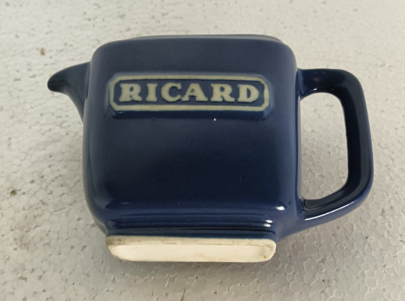 2 French Ricard Glasses  Plus Blue Jar Pastis Apero France Collector Htf photo vintage