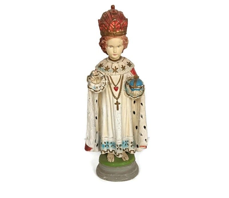 Xl Statue  Plaster Infant Of Prague Infant Jesus Santo Nino Hand Painted Chapel