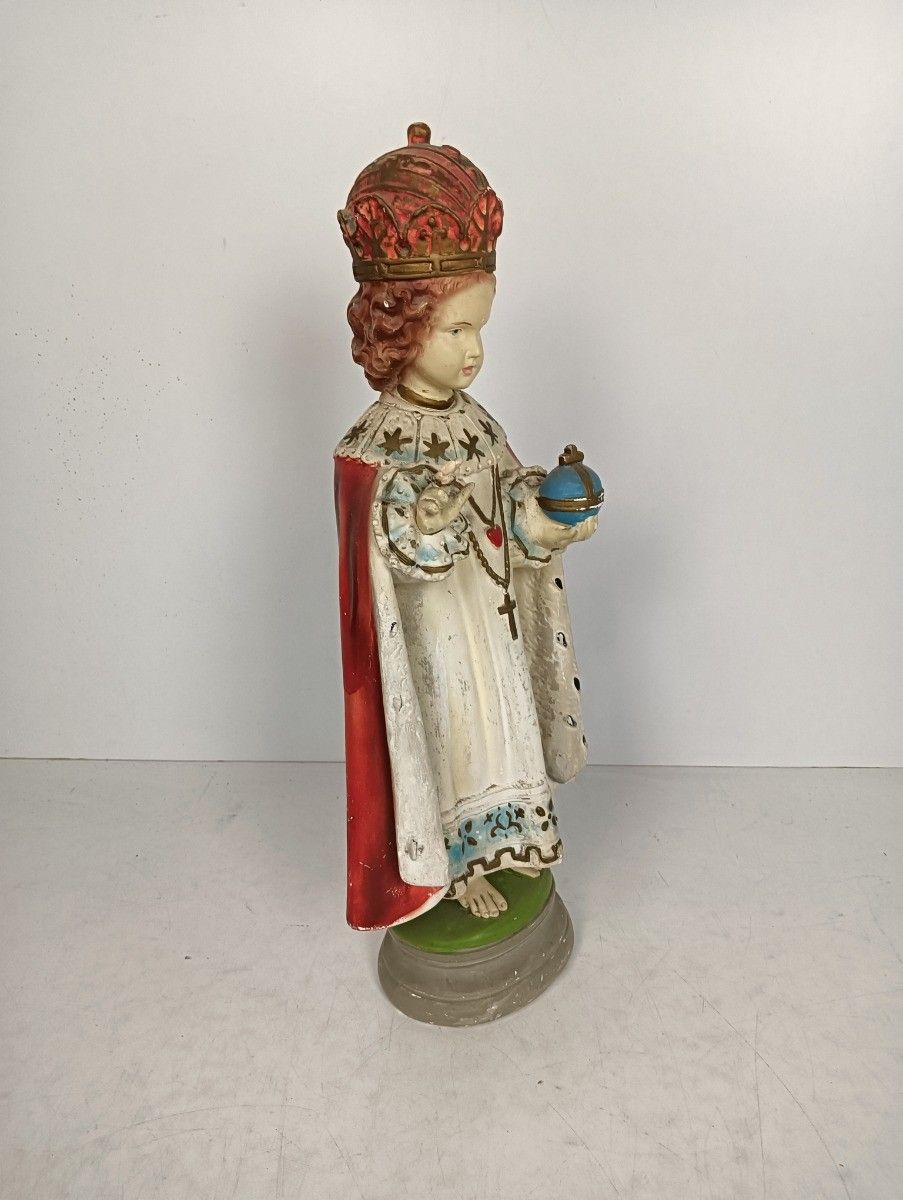 Xl Statue  Plaster Infant Of Prague Infant Jesus Santo Nino Hand Painted Chapel photo for sale