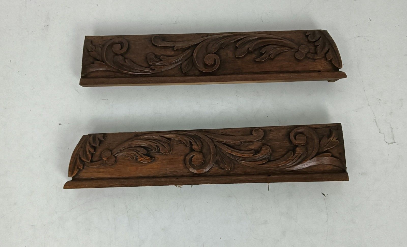 Pair Of Wooden Ornate Reclaimed Cabinet Drawer Panels Antique Salvaged Trims photo furniture