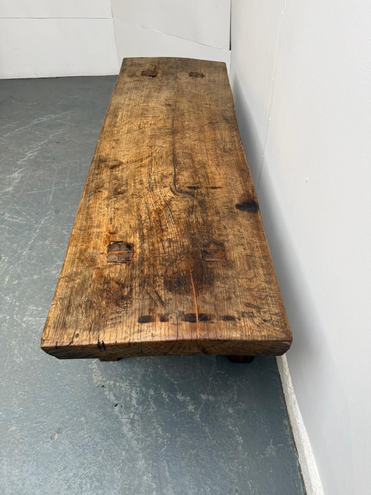 A Narrow Hungarian Antique Oak/Hardwood Coffee Table 171cm photo for sale