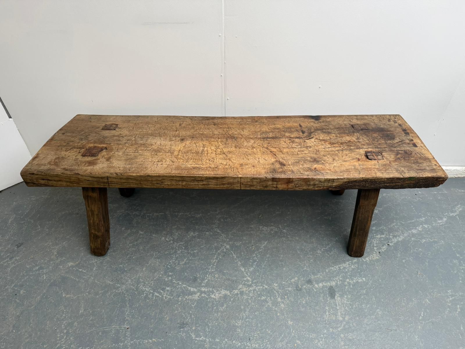 A Narrow Hungarian Antique Oak/Hardwood Coffee Table 171cm photo 695.0