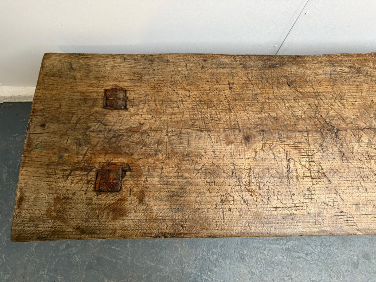 A Narrow Hungarian Antique Oak/Hardwood Coffee Table 171cm photo vintage