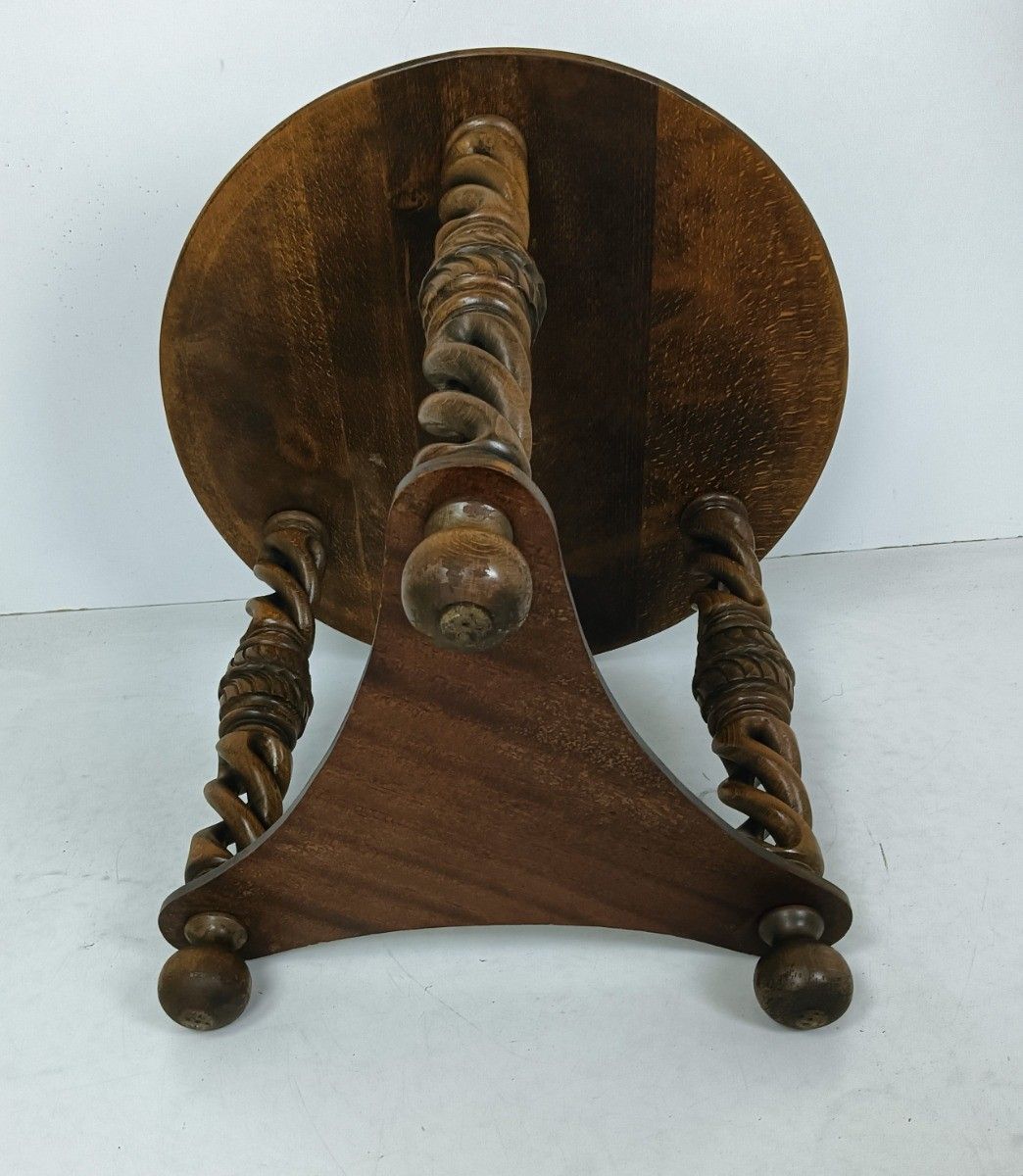 photo furniture Open Barley Twist Wooden Side Display Coffee Table Pedestal Plant Stand Gorgeous