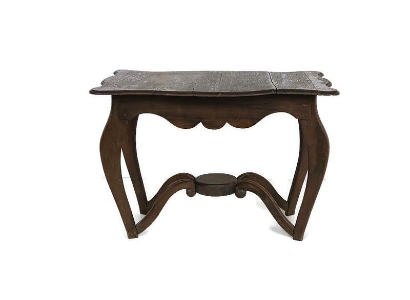 Antique Small Side Coffee Occasional Table Carved Wood Barn Farmhouse Style