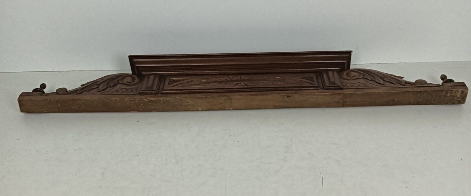 Beautiful Hand Carved Wood Antique Pediment Ornate Over Door Architectural Recla photo for sale