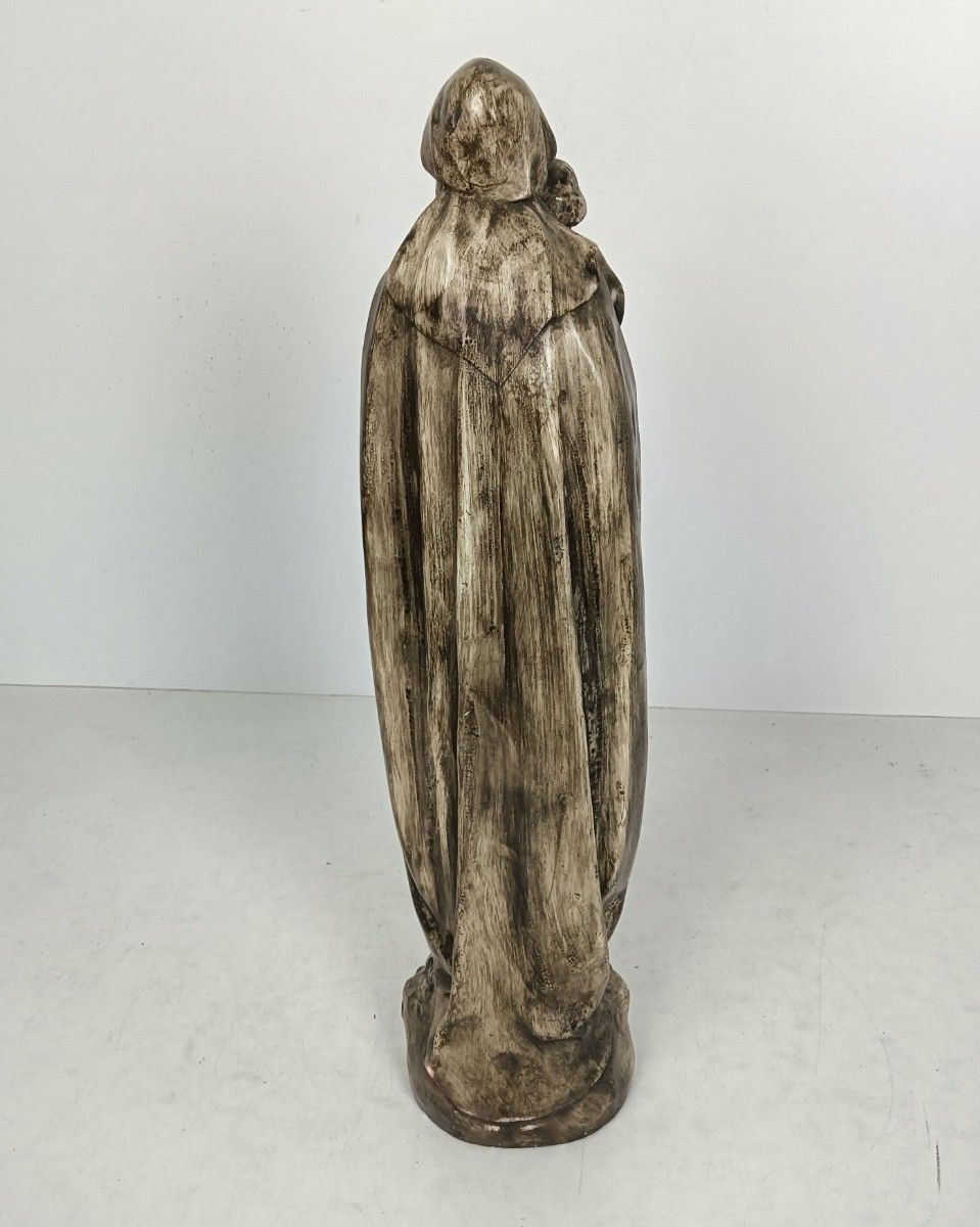 Large Statue Plaster Antique Art Deco Virgin Mary Madonna With Infant photo Art