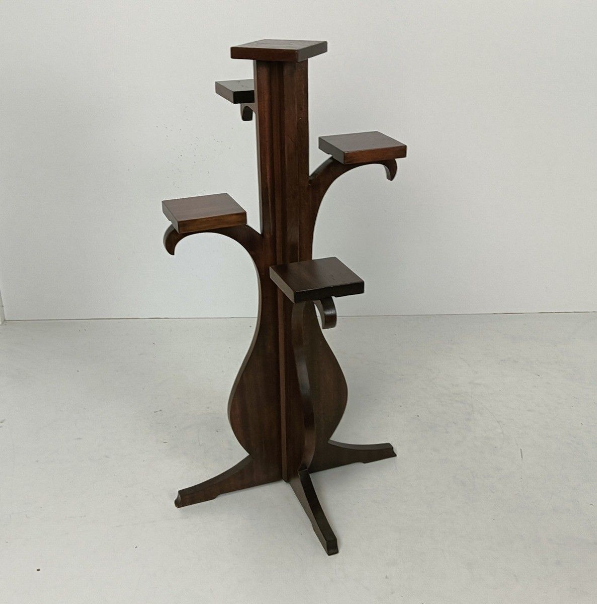 Vintage Wonderful Plant Stand Pedestal Bonsai Stand With 5 Tiers Carved Wood Ver photo Home Decor