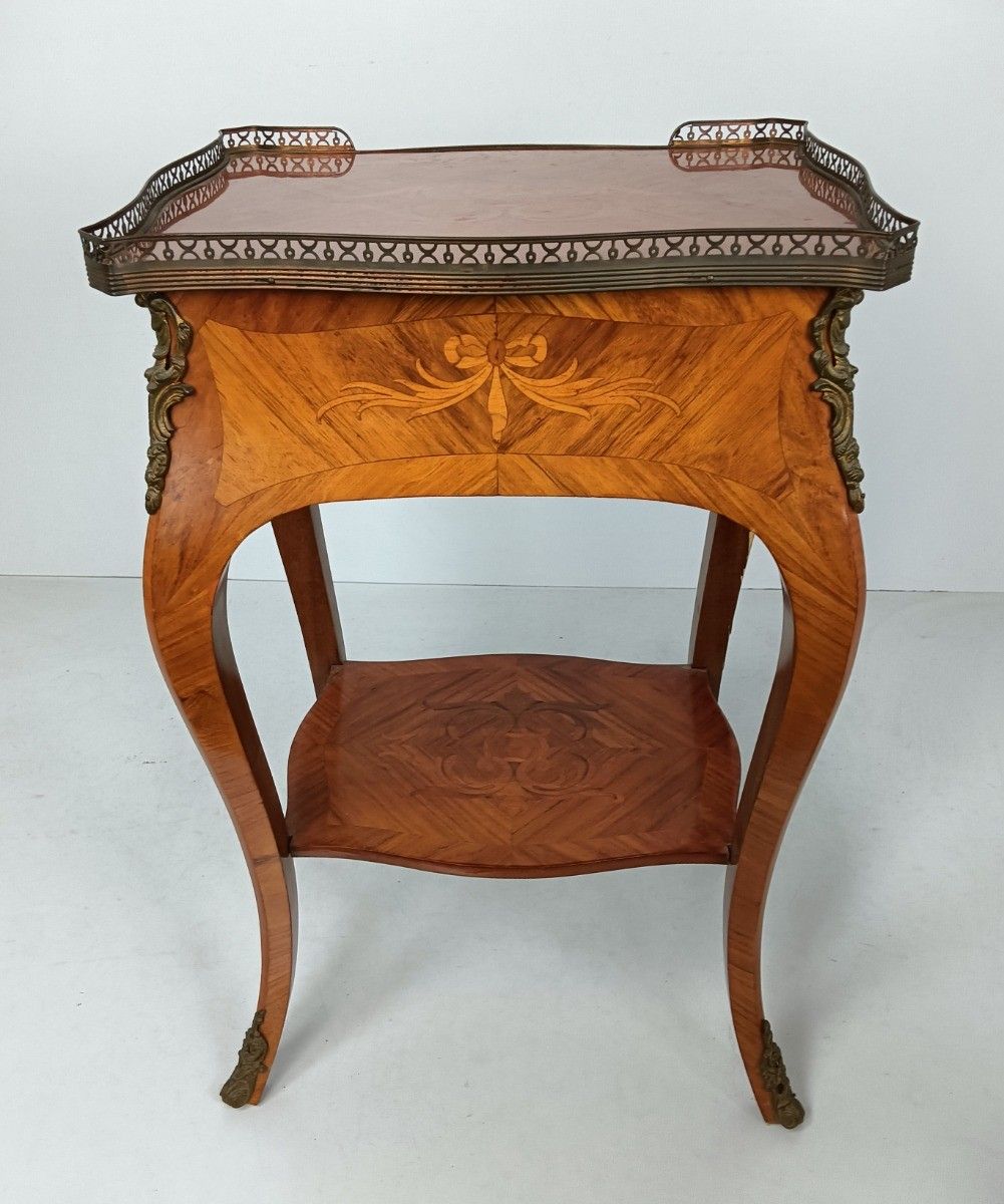 Gorgeous Marquetry Inlay Lamp Table Cabinet Wood Italian End Table Ormolu Brass photo buy