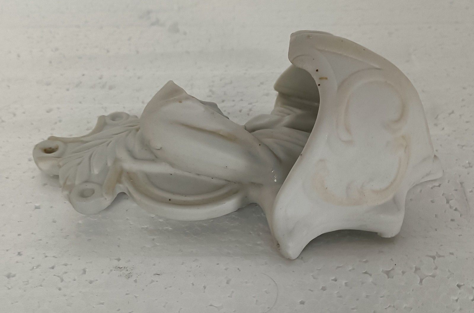 Antique Holy Water Font Vessel Bisque Porcelain Our Lady Madonna Virgin Mary photo vintage