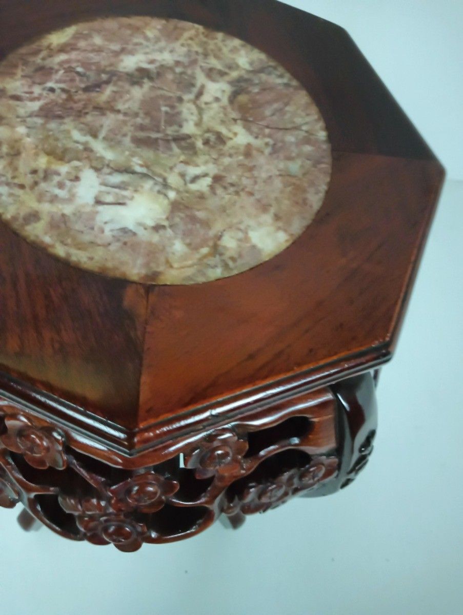 Hand Carved Wooden Chinese Marble Top Hall Console Table Pedestal Bonsai Stand T photo Furniture
