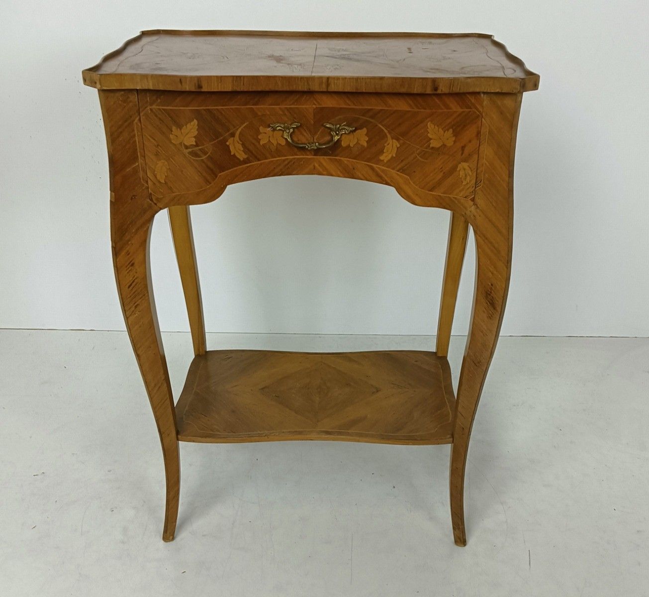 Gorgeous Marquetry Inlay  Table Cabinet Wood Italian End Table  Vintage Hallway photo furniture