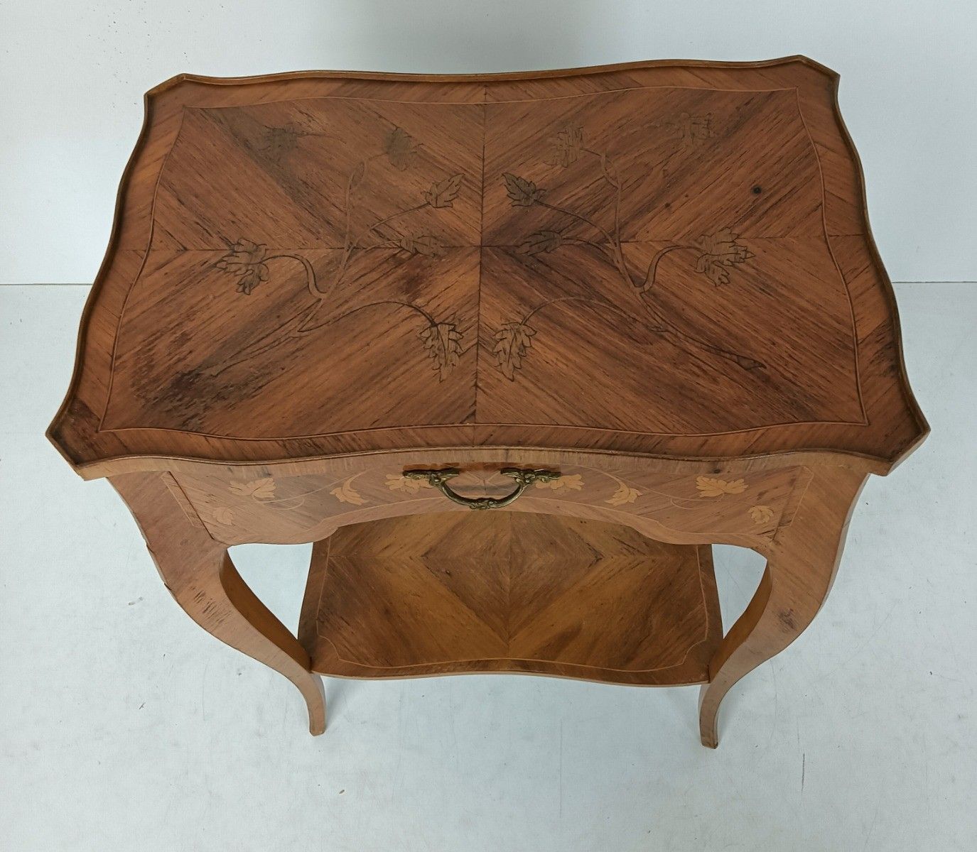 Gorgeous Marquetry Inlay  Table Cabinet Wood Italian End Table  Vintage Hallway photo vinterior