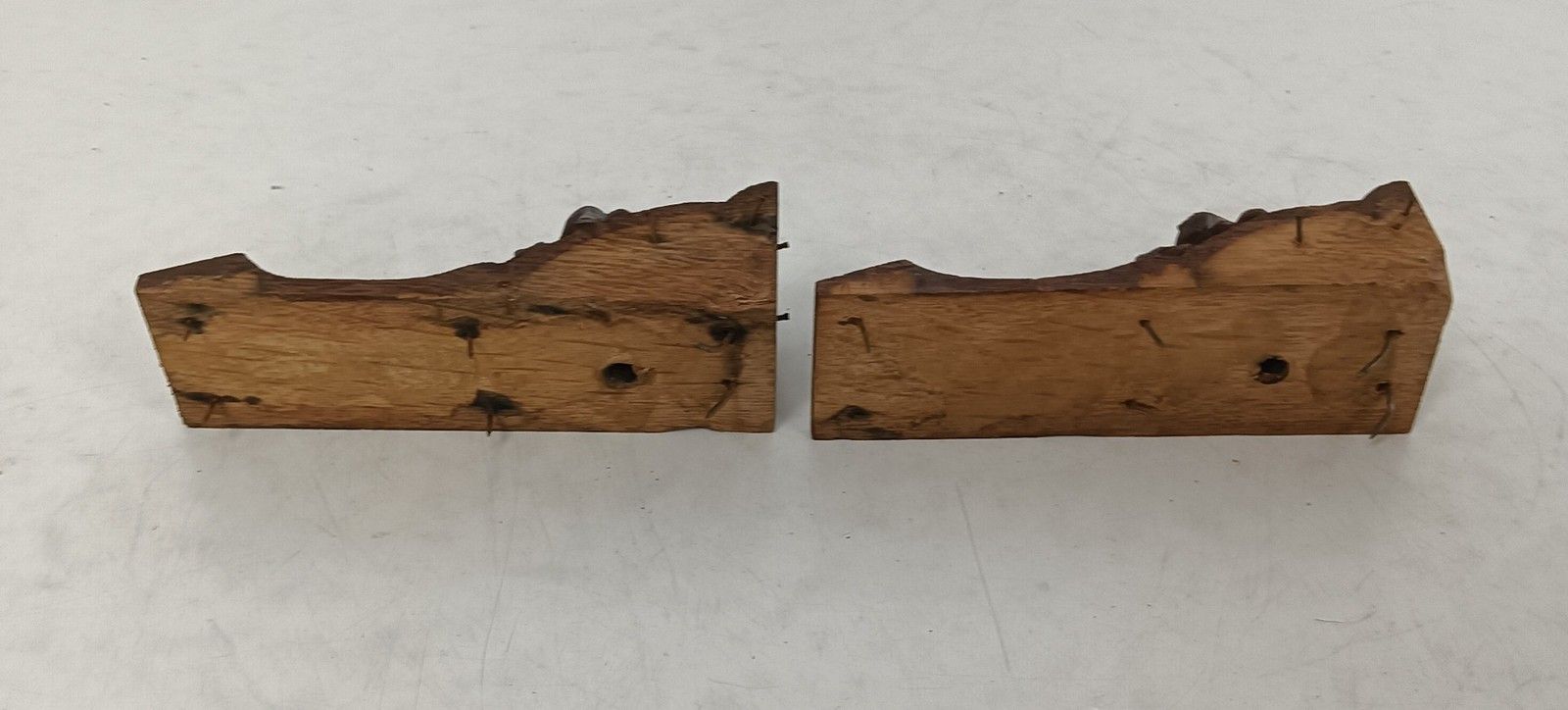 Large Antique Couple Corbels Hand Carved Wood Architectural Reclaimed Lion Heads photo vintage