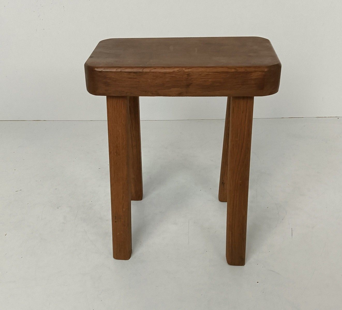 Antique  Carved Wooden Milking Stool Pedestal Plant Stand Side Table, Thick Top photo vinterior