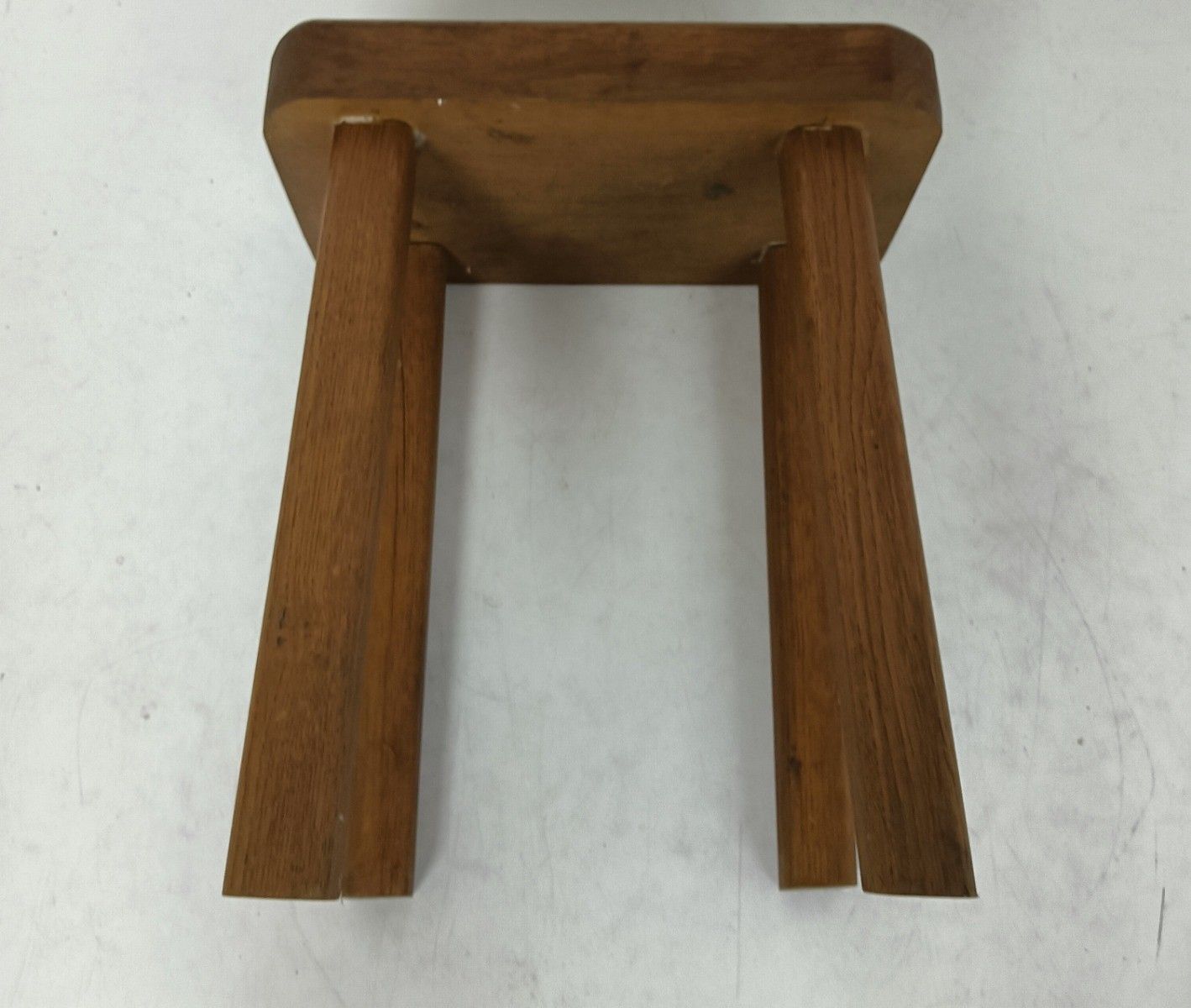Furniture Antique  Carved Wooden Milking Stool Pedestal Plant Stand Side Table, Thick Top photo