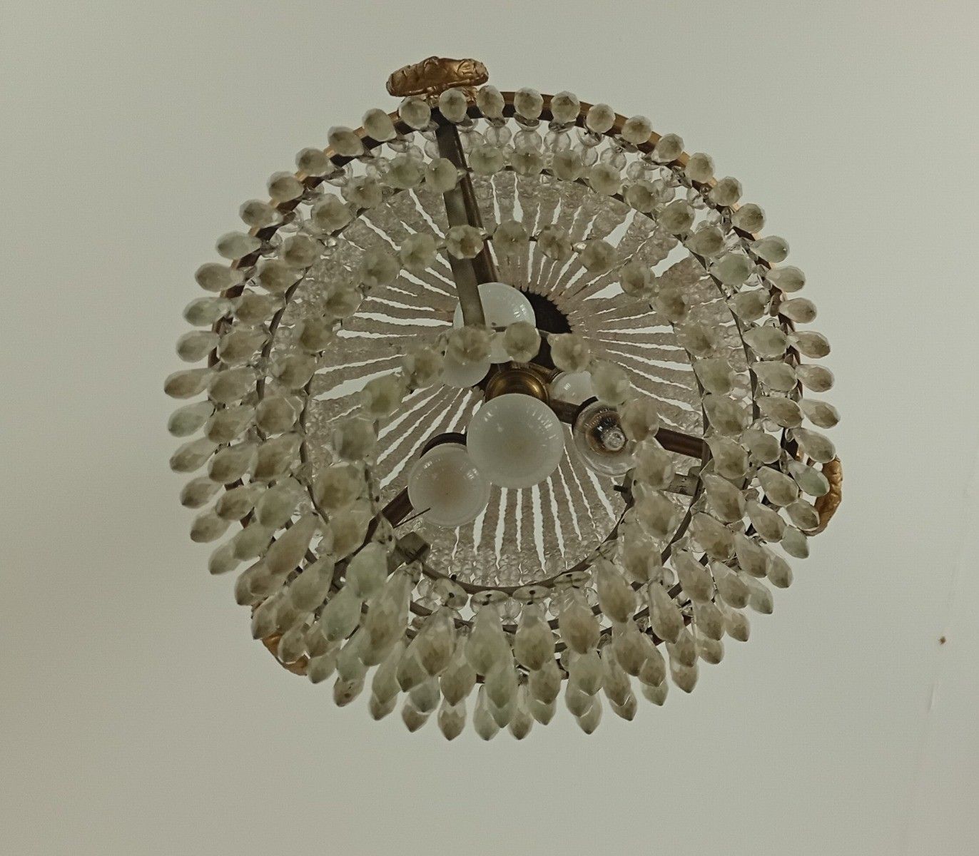 2236.0 Gorgeous Sac O Perles French Empire Bag Chandelier Crystal Brass  Wedding 6 Ligh photo