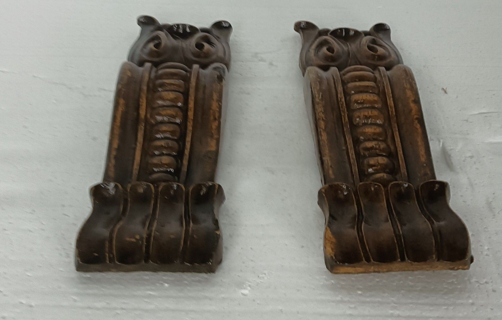 Pair Corbels  Carved Wood Pediment Antique Finial Architectural Finials French B photo 107.0
