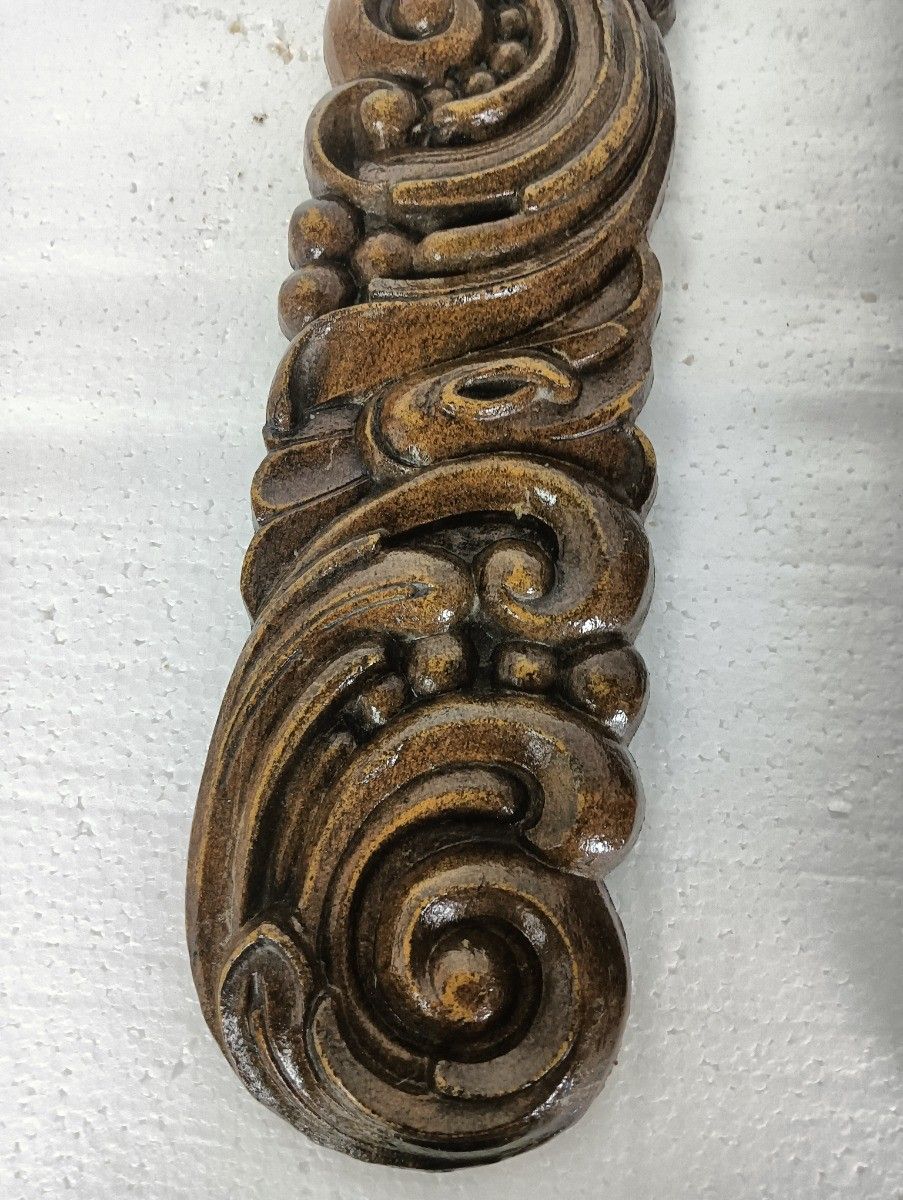 Pair Corbels  Pressed Wood Pediment Antique Architectural Finials French Bracket photo for sale