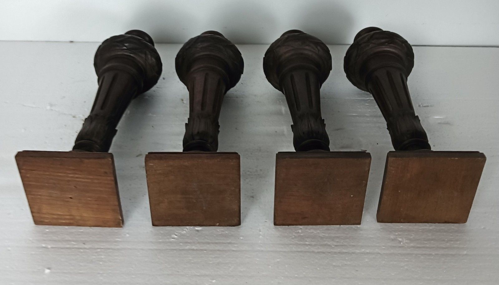 Set Of 4 Large Reclaimed Carved Wood Large Spindles Balusters Trim Posts Pillar photo Home Decor