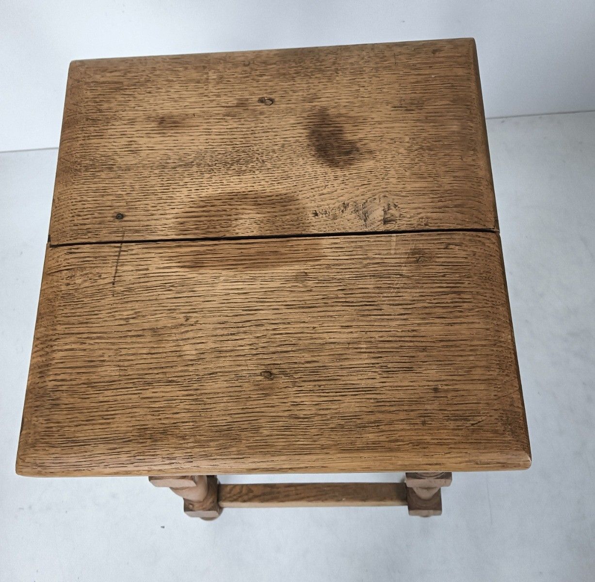Antique Barn Style Plant Stand Pedestal Side Table Carved Wood Rustic photo vinterior