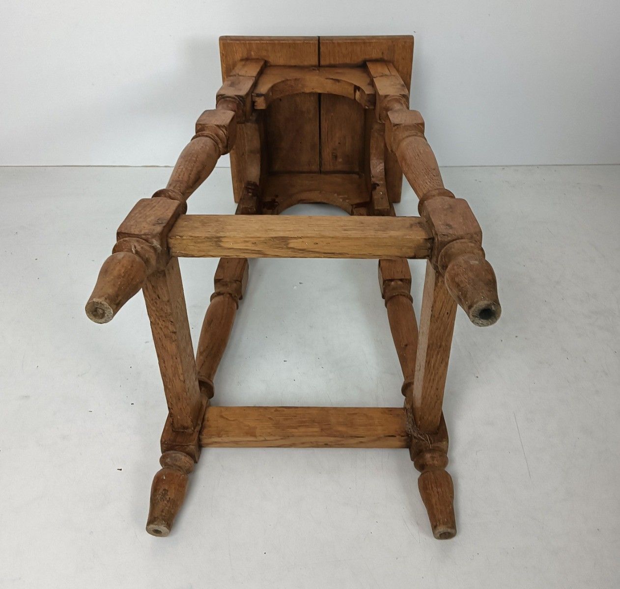 Antique Barn Style Plant Stand Pedestal Side Table Carved Wood Rustic photo buy