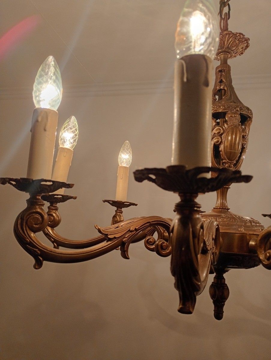Lighting Gorgeous Spanish Revival Brass Chandelier 9 Arm Lights Vintage Ornate Ceiling Fi photo