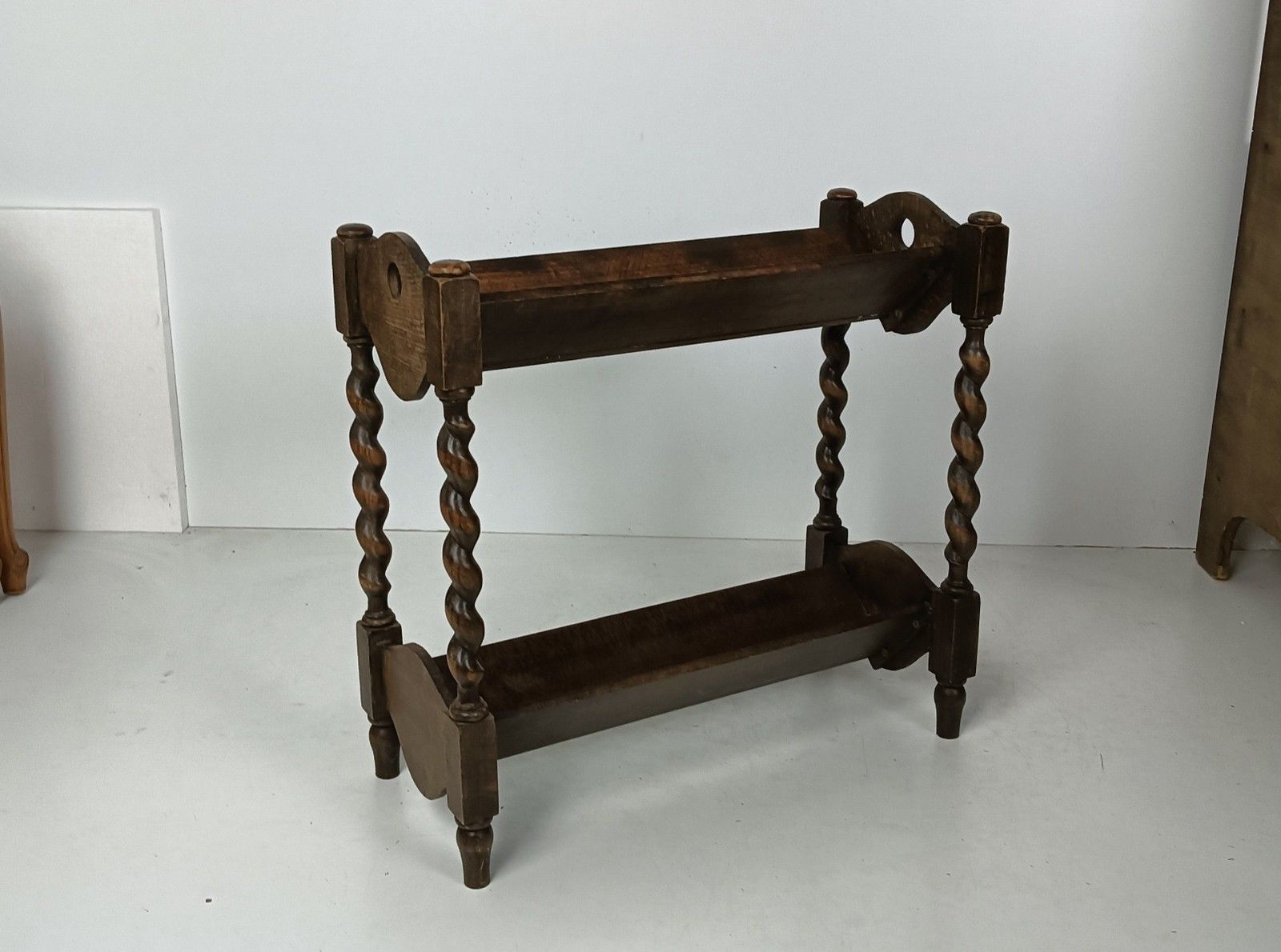 photo for sale Antique Book Shelve Stand Storage Sewing Box Side Table Barley Twist  Wood Count