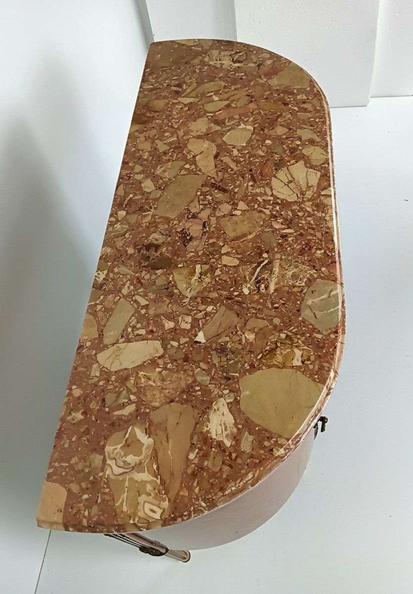Cabinet Wood Marble Top Inlay Marquetry Brass Trims Medallions Commode Cabinet V photo furniture