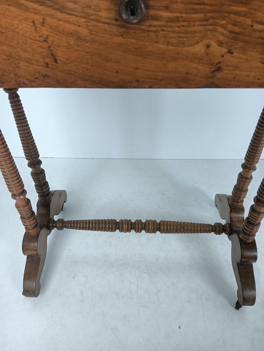 Antique Art Deco Sewing Quilting Box Table Cabinet Desk On Wheels photo vinterior
