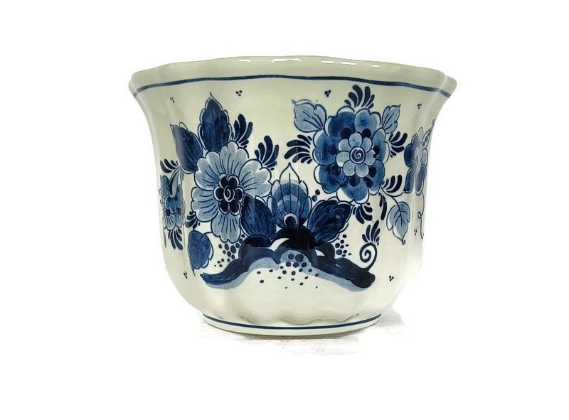 Indoor Planter Ceramic Blue White Goedewaagen Netherlands Beautiful Marked