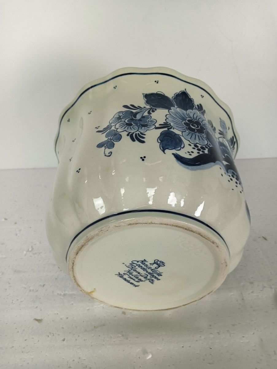 Indoor Planter Ceramic Blue White Goedewaagen Netherlands Beautiful Marked photo Home Decor