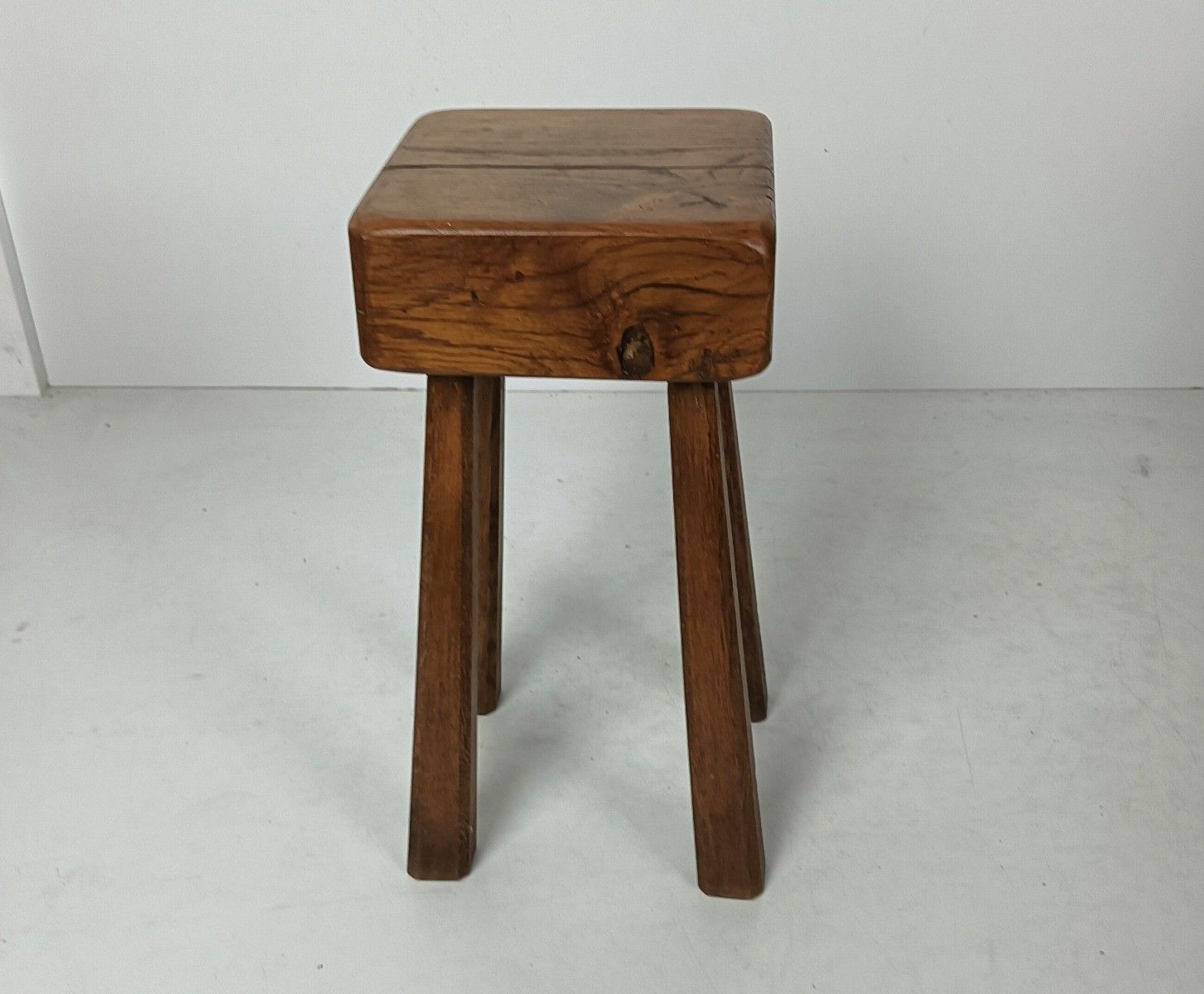 Antique Hand Carved Wood Milking Stool Pedestal Table Pedestal Barn Style Huge T photo 268.0