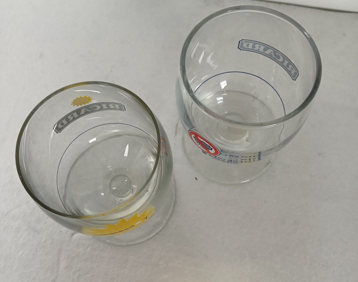 Set Of 2  Different French Ricard Glasses  + 1 Ashtray Pastis Apero Collector Ht photo Home Decor