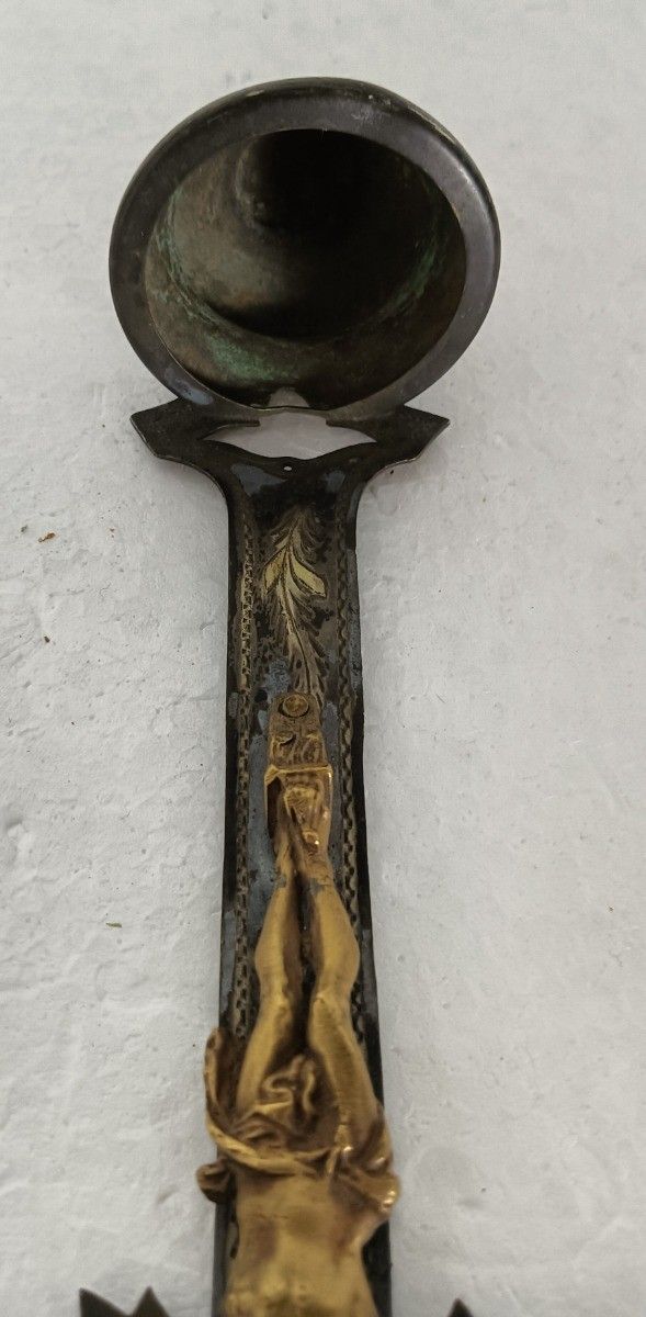 Antique Lovely Brass Ornate Holy Water Font Vessel Crucifixion Very Special Wall photo furniture