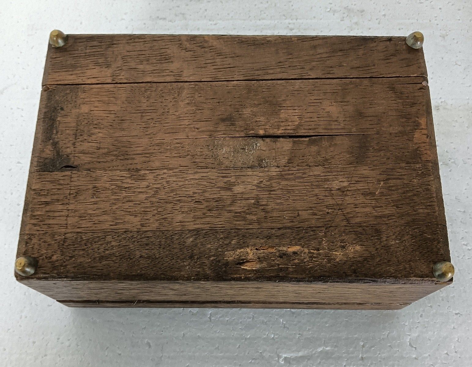 photo for sale Antique  Wooden French Small Hope Chest Trunk Trinket Jewelry Box Metal Trim