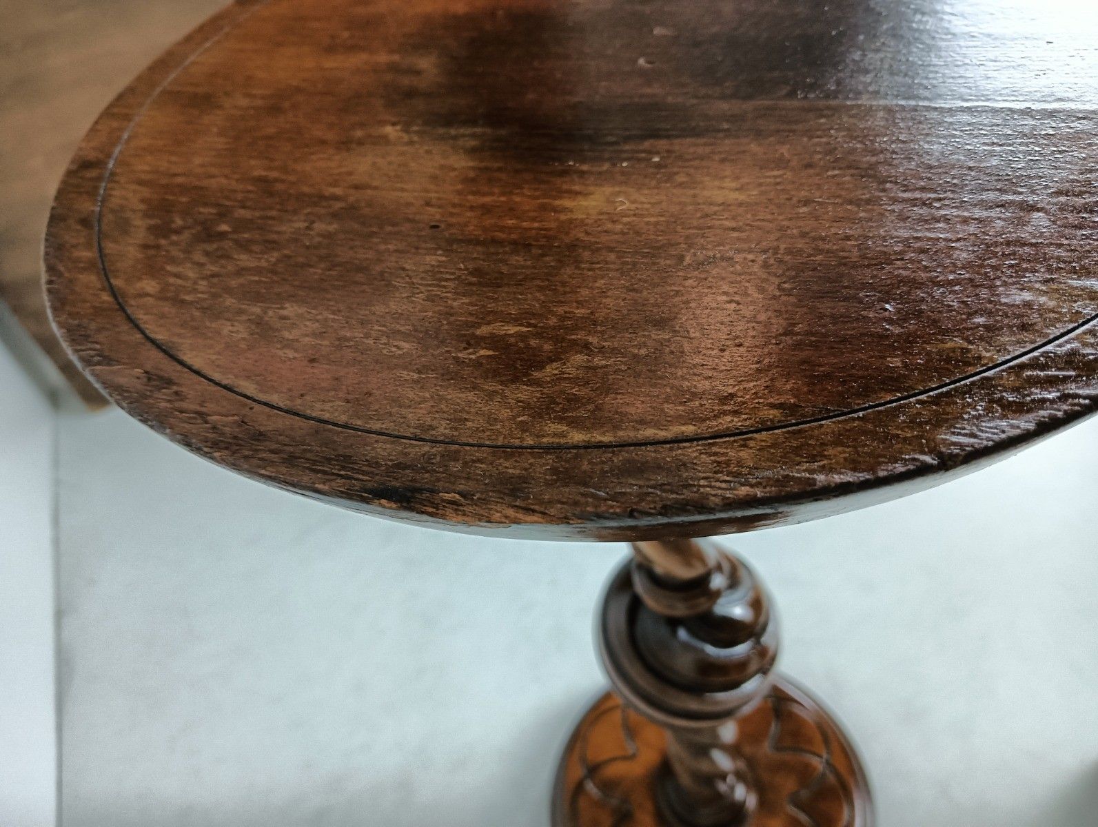Vintage Pedestal Ornate Carved Wood  Barley Twist Side Table Plant Stand Farmhou photo vintage