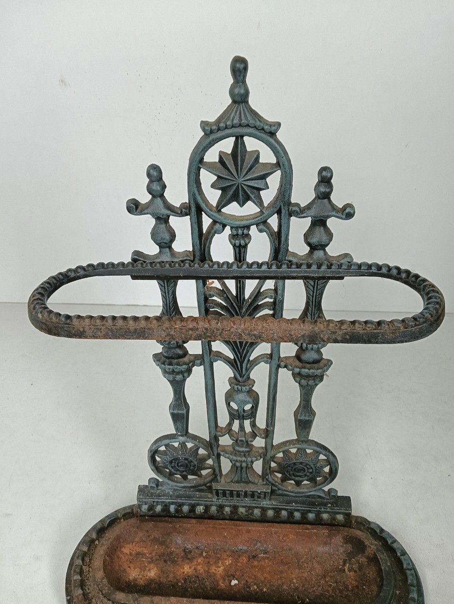 Antique Victorian Cast Iron Umbrella Walking Stick Cane Stand photo 268.0