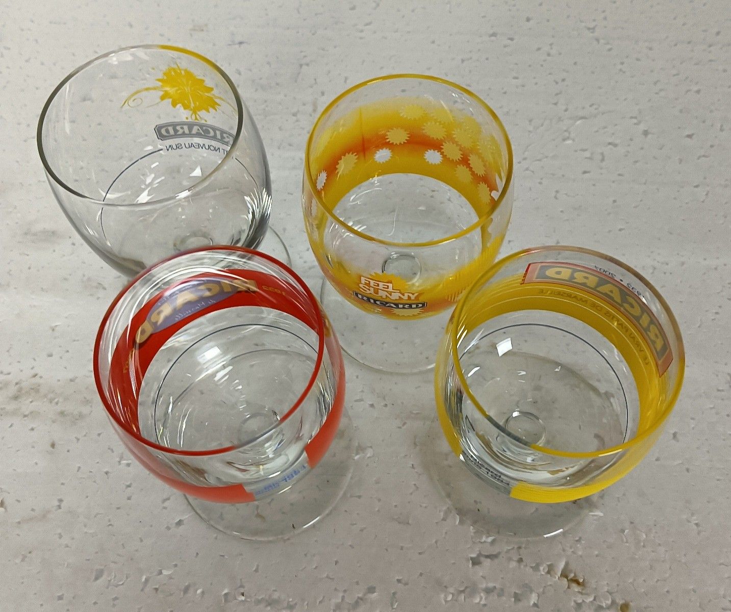 Collection Of 4 Different Vintage French Ricard Glasses Pastis Apero France Htf photo 59.0