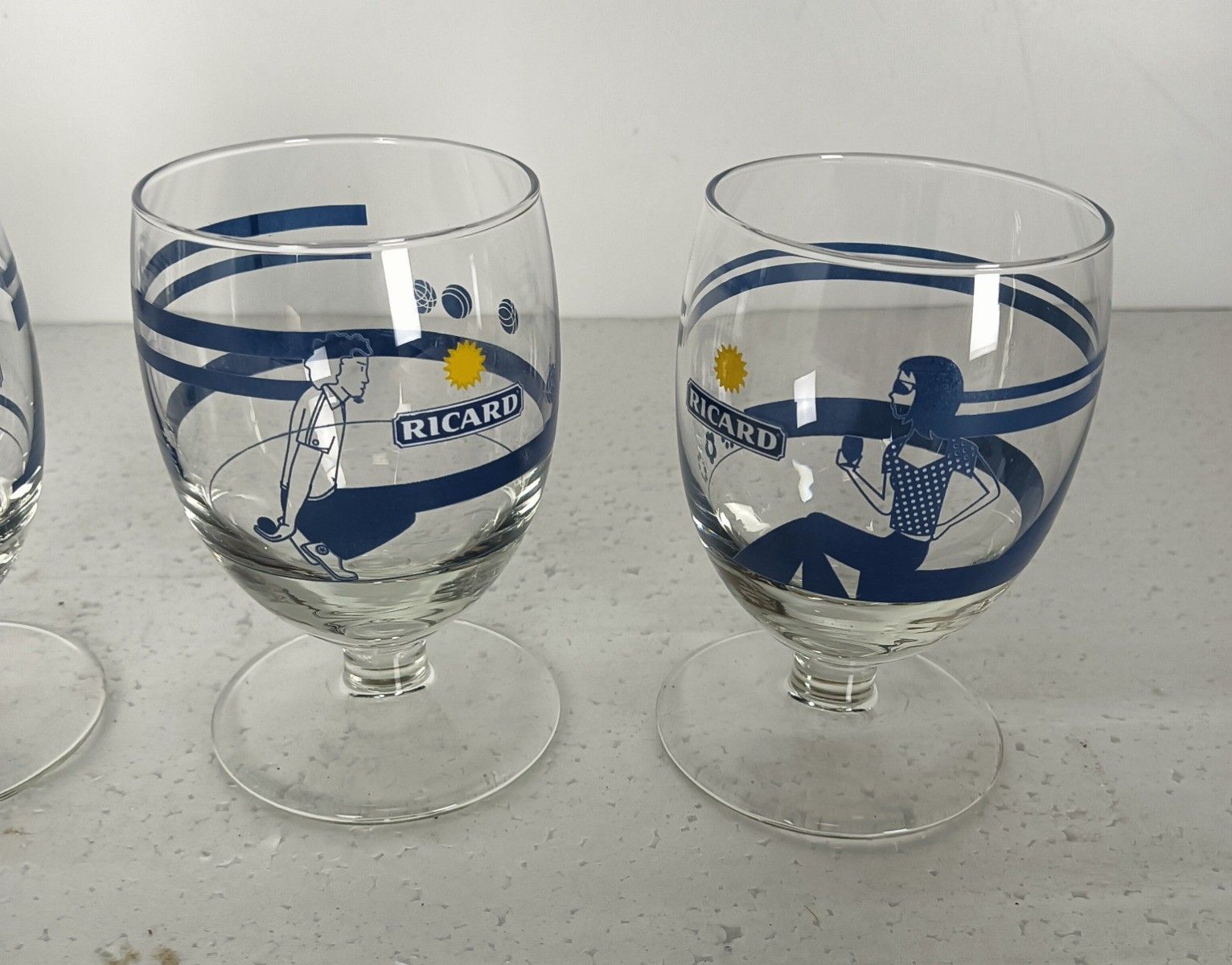 Collection Of 4 French Ricard Glasses Pastis Apero France  Special Edition 200 photo furniture