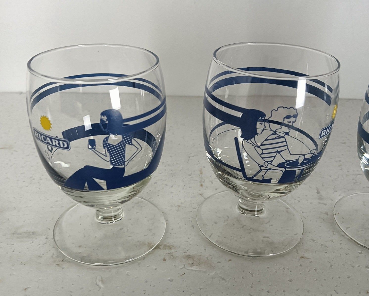 Collection Of 4 French Ricard Glasses Pastis Apero France  Special Edition 200 photo 68.0