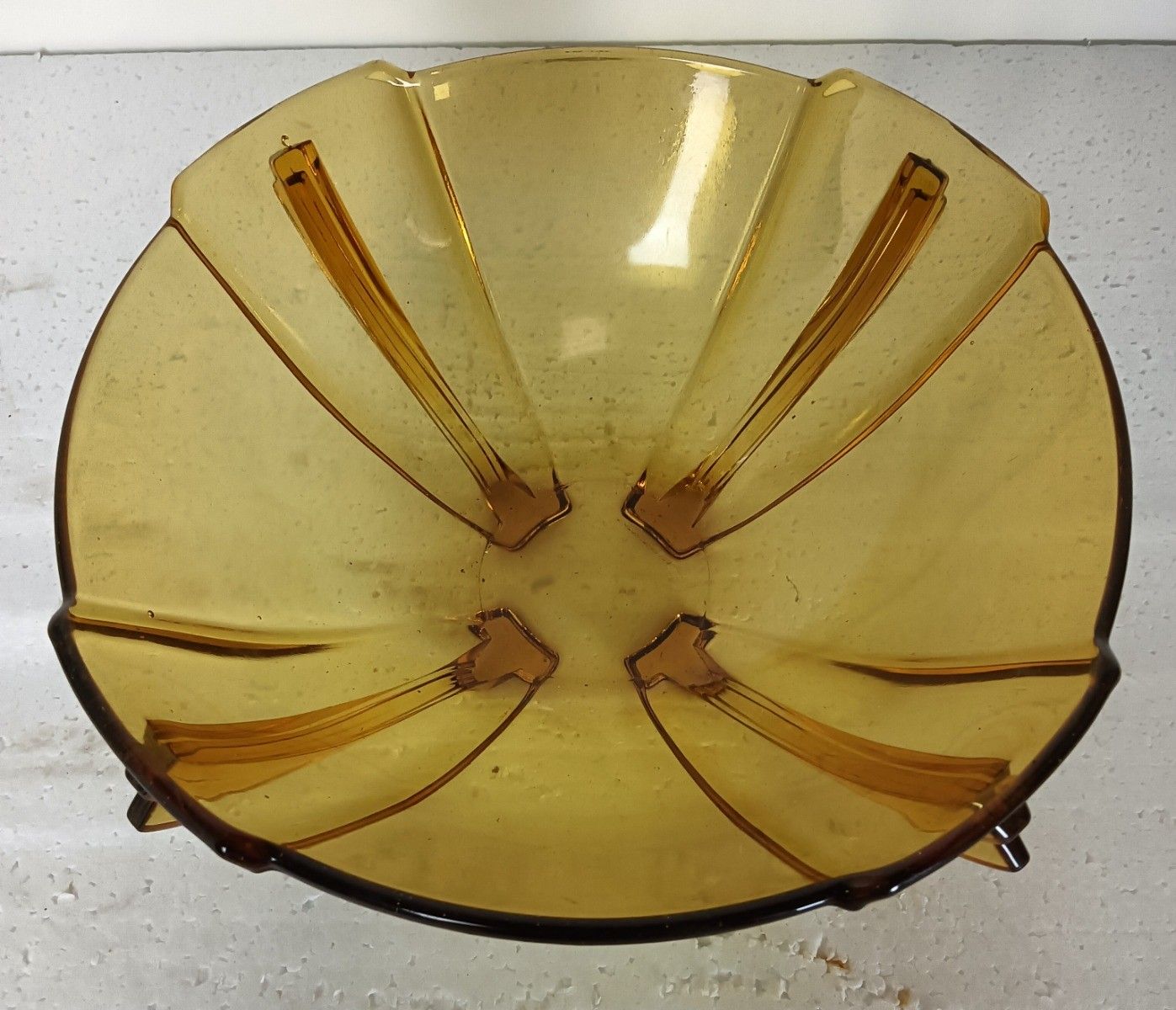 Gorgeous Art Deco Antique Amber Brown Bohemian Art Glass Serving Dish Bowl photo Home Decor