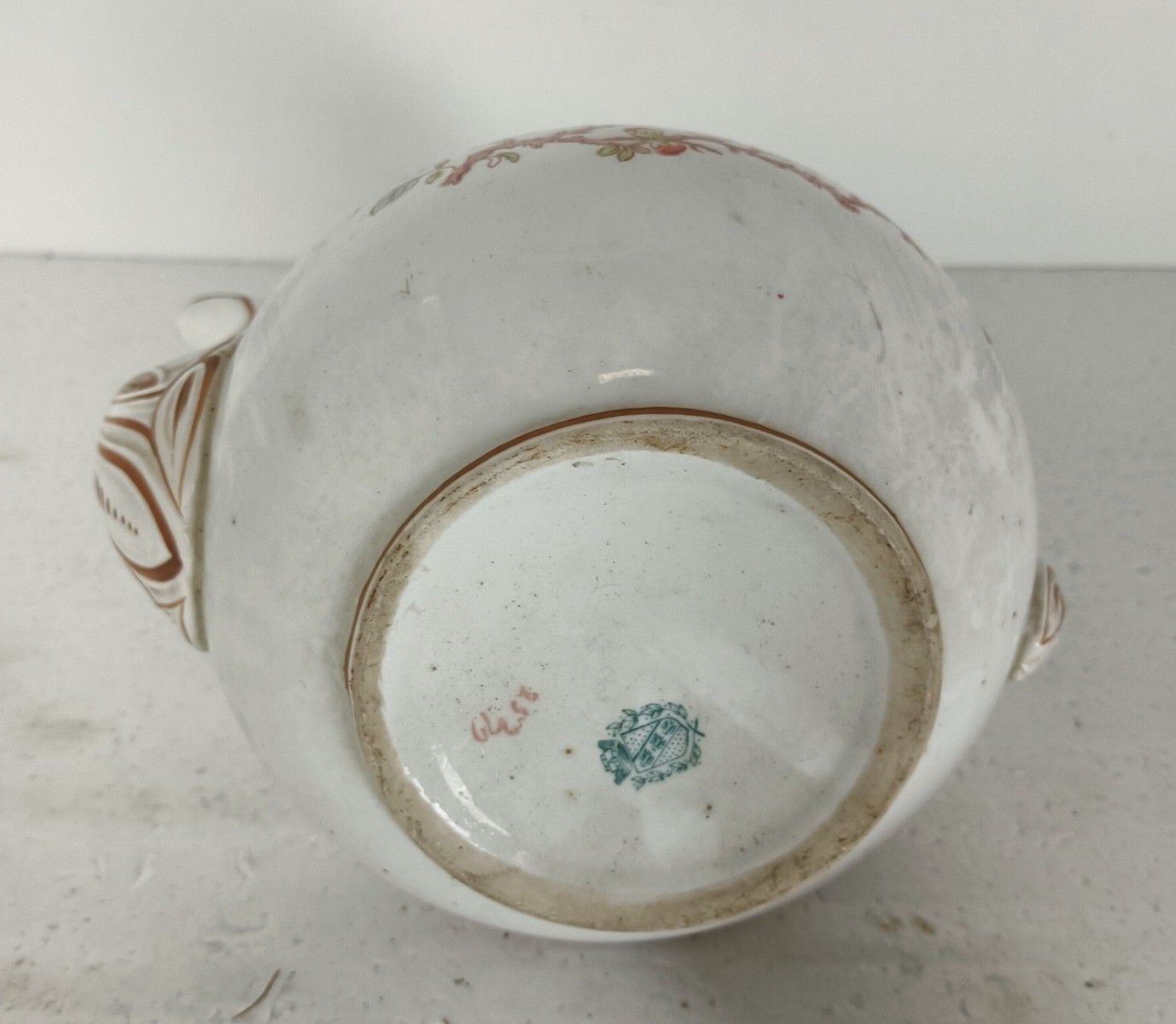 photo furniture 19th Century Sarreguemines Teapot Minton 252 Pattern  Marked France  Porcelain