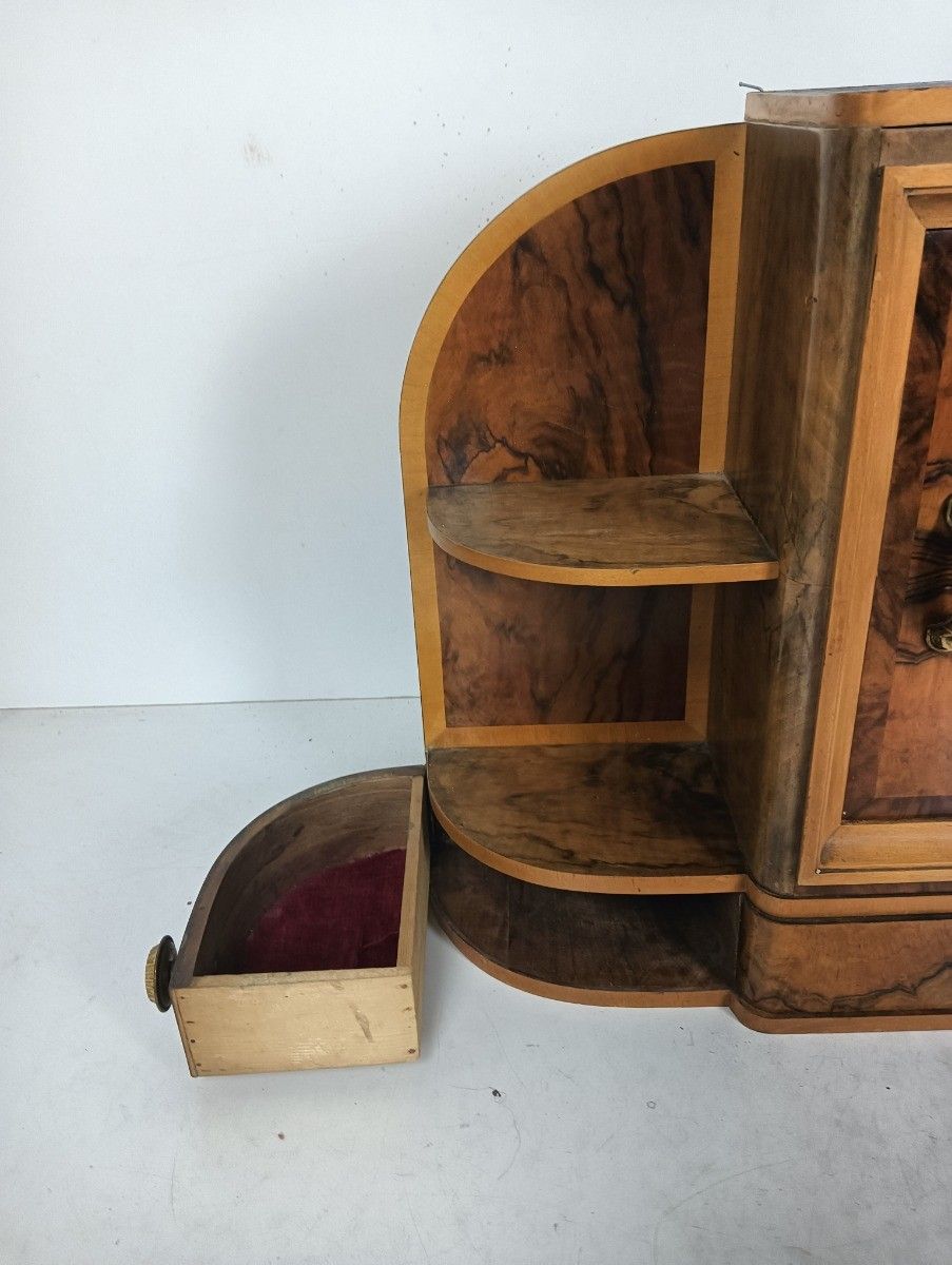 Stunning Antique Art Deco Standing Cabinet Medicine Apothecary Root Wood Wow photo for sale