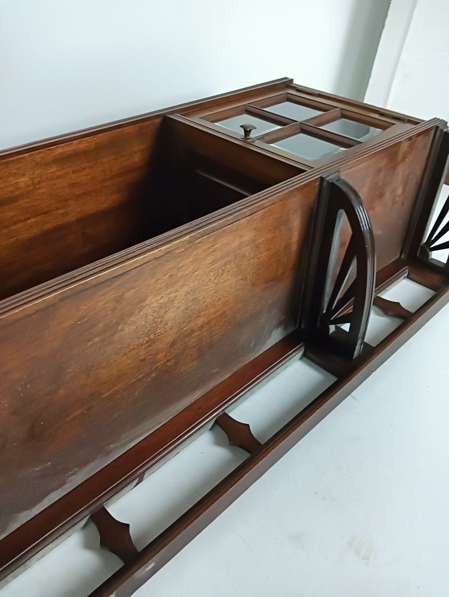 Large Antique Art Deco Cabinet Wall Hanging Display Buffet Beveled Glass Wood photo buy